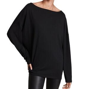 AllSaints NWT Rita Boatneck Long Sleeve Oversize T-Shirt Black Size Small